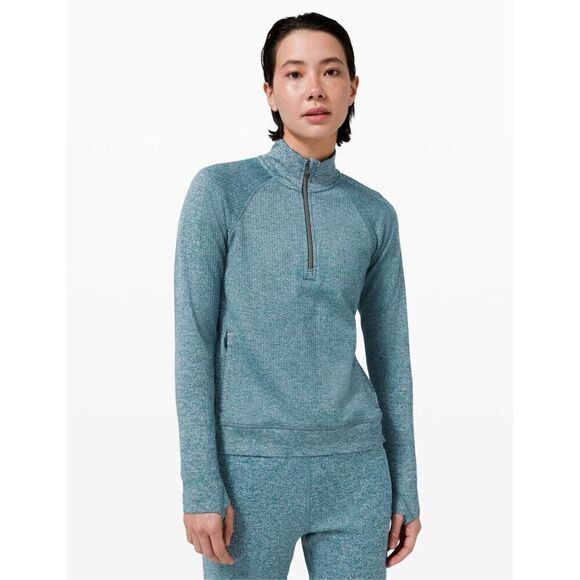 Lululemon Engineered Warmth Half Zip Submarine/White Size 2 - Picture 3 of 11